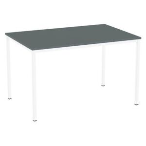Jedálenský stôl Versys s bielym podnožím RAL 9003, 120 x 80 x 74,3 cm, tmavosivý