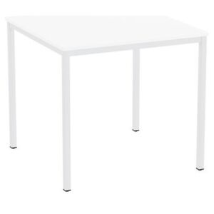 Jedálenský stôl Versys s bielym podnožím RAL 9003, 80 x 80 x 74,3 cm, biely
