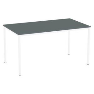 Jedálenský stôl Versys s bielym podnožím RAL 9003, 140 x 80 x 74,3 cm, tmavosivý