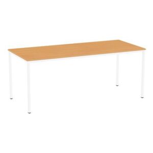 Jedálenský stôl Versys s bielym podnožím RAL 9003, 180 x 80 x 74,3 cm, buk
