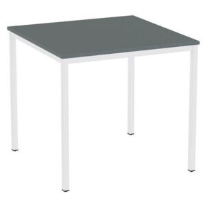 Jedálenský stôl Versys s bielym podnožím RAL 9003, 80 x 80 x 74,3 cm, tmavosivý