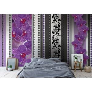 Fototapeta - Luxury Floral Design Purple Orchids Papírová tapeta - 184x254 cm