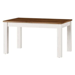 Biely rozkladací jedálenský stôl Szynaka Meble Country, 140/214 × 90 cm