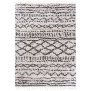 Kusový koberec shaggy Aron krémovo sivý 2, Velikosti 80x150cm
