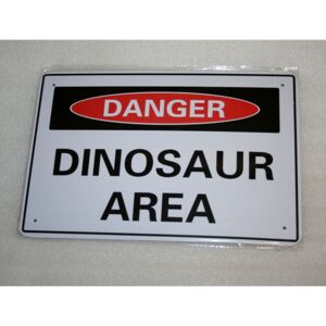 Kovová tabuľka Dinosaur area