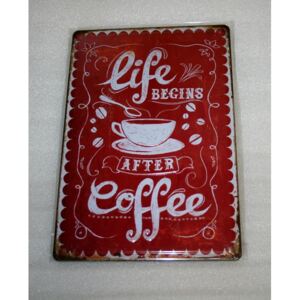 Kovová tabuľka Life coffee