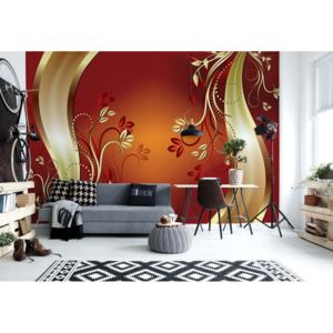 Fototapeta - Luxury Ornamental Floral Design Orange Vliesová tapeta - 206x275 cm