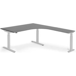 Výškovo nastaviteľný stôl Modulus, rohový, 1600x2000mm, čierna/strieborná