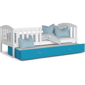 Detská posteľ KUBU P2 190x80 cm BIELA-MODRÁ