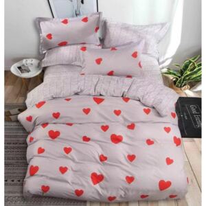 Sivé obojstranné posteľné obliečky s motívom lásky