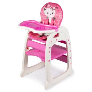 EcoToys Detská jedálenská stolička 2v1, ružová, C-211 pink