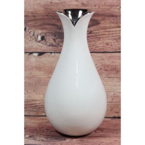 Keramická váza - bielo-strieborná (v. 24 cm) 1. veľkosť