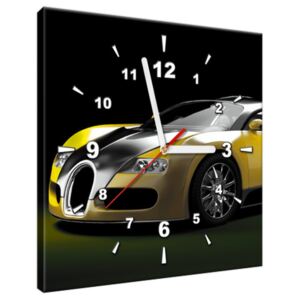 Tlačený obraz s hodinami Žlté Bugatti Veyron ZP2380A_1AI