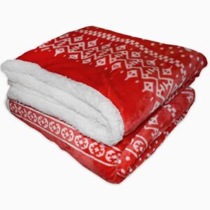 Homeville deka mikroplyš s beránkem 150x200 cm Zimní motiv červený