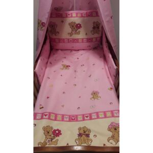 SDS Obliečky do postieľky Veselý medvedík ružová Bavlna 90x130 cm, 45x60 cm