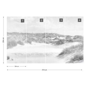 Fototapeta - Dune Paradise Faded Vintage in Black & White Vliesová tapeta - 416x254 cm