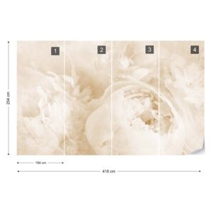 Fototapeta - Beautiful Blooms Faded Vintage Sepia Vliesová tapeta - 416x254 cm