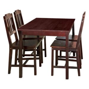 WEBHIDDENBRAND Stôl + 4 stoličky 8849 tmavohnedý lak