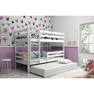 Poschodová posteľ RAFAL 3 + matrac + rošt ZADARMO, 80x190 cm, biela, biela