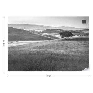 Fototapeta - Rolling Hills Faded Vintage in Black & White Vliesová tapeta - 104x70,5 cm