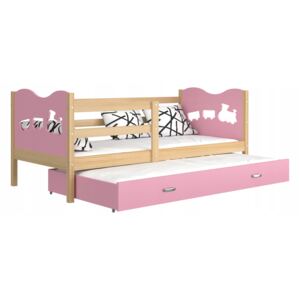 GL Detská posteľ s prístelkou Fox P2 190x80 ružová Farba: Borovica, Motív: Vláčik