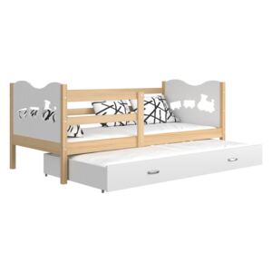 GL Detská posteľ Fox P2 s prístelkou 190x80 biela Farba: Borovica, Motív: Vláčik