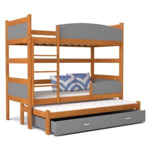 GL Poschodová posteľ s prístelkou Swing 3 Jelša 184x80 Farba: Sivá