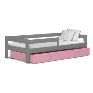 GL Harry sivá MDF detská posteľ s farebným čelom 160x80 Farba: Ružová