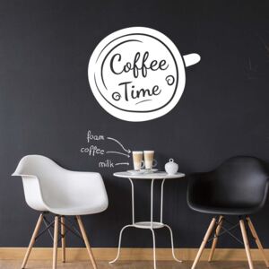 Coffee time - nálepka na stenu Biela 30x25 cm