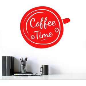 Coffee time - nálepka na stenu Červená 30x25 cm
