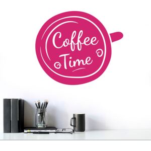 Coffee time - nálepka na stenu Růžová 30x25 cm