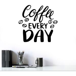 Coffee every day - nálepka na stenu Čierna 40x40 cm