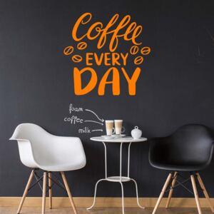 Coffee every day - nálepka na stenu Oranžová 40x40 cm