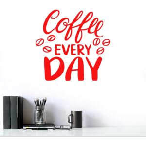 Coffee every day - nálepka na stenu Červená 40x40 cm