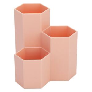Plastový stojan na perá s 3 priehradkami - šesťuholník oranžový Ružová HIPS Plast