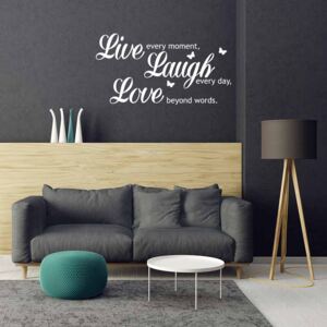 GLIX Live laugh love - samolepka na stenu Biela 70 x 35 cm