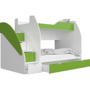 GL Poschodová posteľ Max 3 Farba: Zelená, Variant matrac: S matracmi