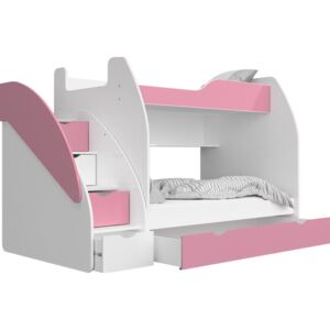 GL Poschodová posteľ Max 3 Farba: Ružová, Variant matrac: S matracmi