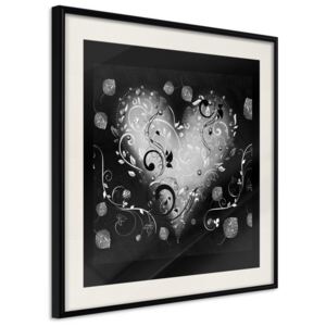 Bimago Zarámovaný obraz - Ornamented Heart Čierny rám s paspartou 20x20 cm