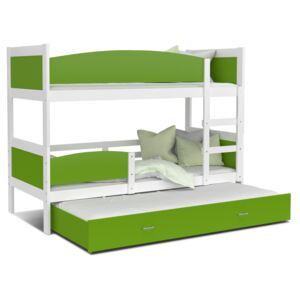 GL Swing 3 biela MDF poschodová posteľ s prístelkou 190x80 Farba: Zelená