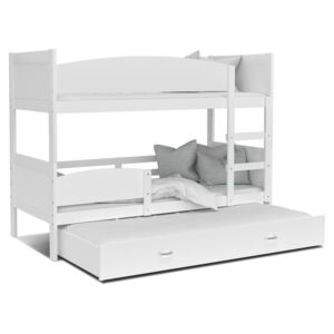 GL Swing 3 biela MDF poschodová posteľ s prístelkou 190x80 Farba: Biela