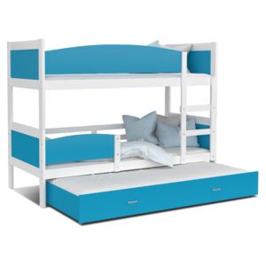 GL Swing 3 biela MDF poschodová posteľ s prístelkou 190x80 Farba: Modrá