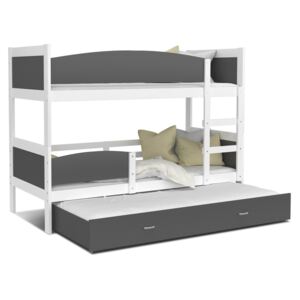 GL Swing 3 biela MDF poschodová posteľ s prístelkou 190x80 Farba: Sivá