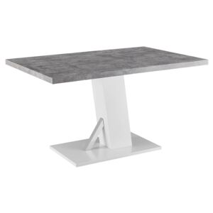 Jedálenský stôl, betón/biela extra vysoký lesk, BOLAST