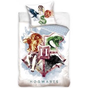 Carbotex · Bavlnené posteľné obliečky Harry Potter - motív erb Hogwarts - 100% bavlna - 70 x 90 cm + 140 x 200 cm