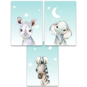 Série 3 plagátov pre deti 30x40 cm - Baby animals