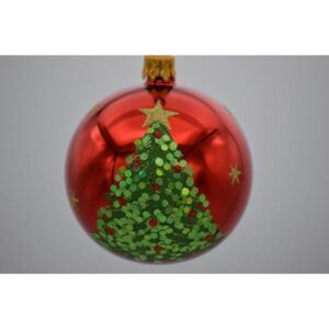 Vianočná guľka sklenená ručne zdobená 7 cm