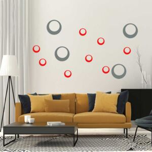 GLIX Dekorácie kruhy - samolepka na stenu Šedá a červená 95 x 65 cm