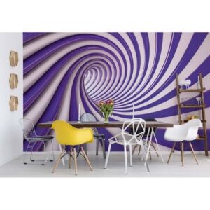 Fototapeta GLIX - 3D Swirl Tunnel Purple And White + lepidlo ZADARMO Vliesová tapeta - 312x219 cm