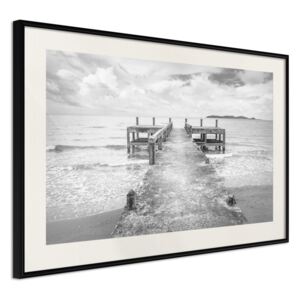 Bimago Zarámovaný obraz - Old Pier Čierny rám s paspartou 60x40 cm